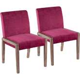 Carmen Dining Chair in White Washed Wood & Crushed Hot Pink Velvet (Set of 2)